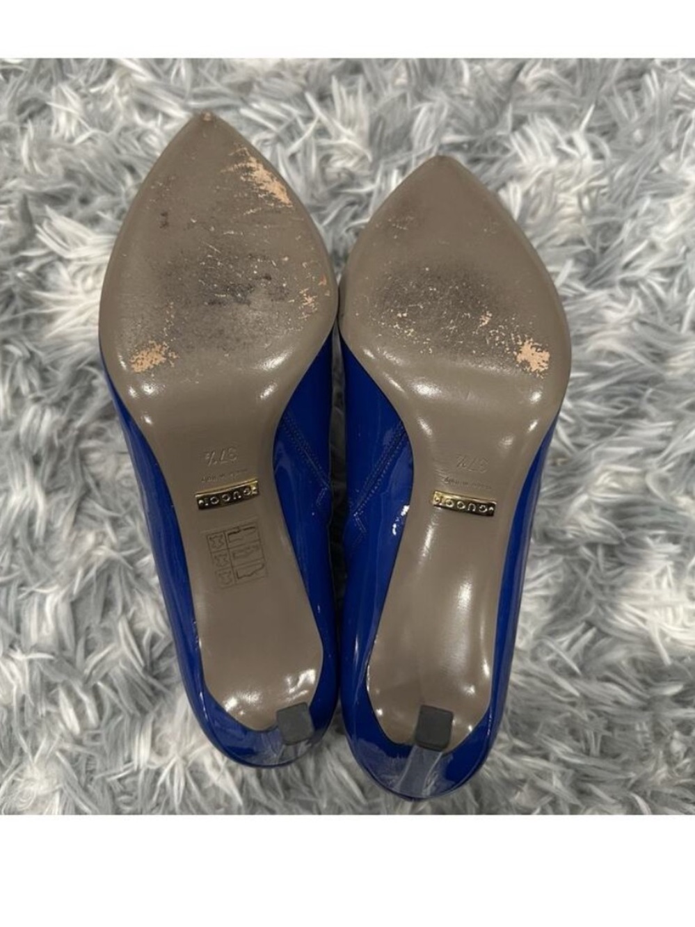 Gucci Blue Patent Leather Pointed Toe Booties 37.5 - Picture 5 of 11